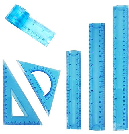 Biegbares Lineal, transparentes Kunststoff-Lineal-Set Bruchsicheres flexibles Lineal Doppelseitiges CM-ZOLL-Lineal für Schulheim 5er-Pack (6/8/12in)