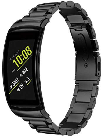 MVRYCE Cinturini Gear Fit 2 PRO, Cinturino di Ricambio Cinturino da Polso Regolabile 5,51-8,46 in Acciaio Inossidabile Compatibile per Samsung Gear Fit 2/Gear Fit 2 PRO (Nero)