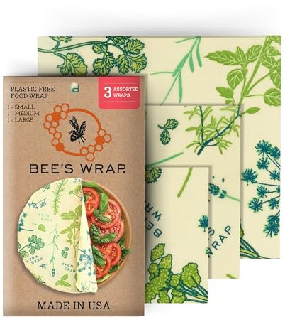 Bee's Wrap Wiederverwendbare vegane Alternative zu Bienenwachs-Lebensmittelverpackungen, hergestellt in den USA, umweltfreundliche Lebensmittelverpackungen, nachhaltige Frischhaltedosen,