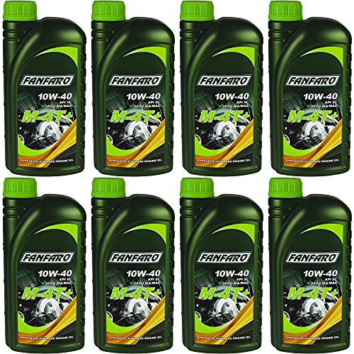 QR-Parts Set 85485898 FF6201-1 8x1 Liter FANFARO Motorradöl M-4T+ API SL 10W-40 JASO MA/MA2 Synthetisch