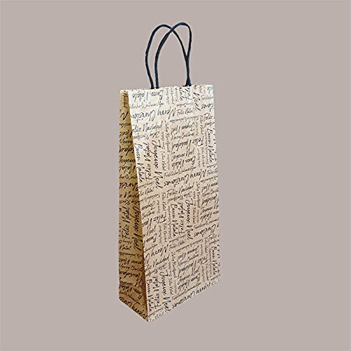 Lucgel Srl 20 Stk. Shopper Papiertüte für 2 Flaschen Wörter mit Trageriemen (190x90H380 mm)