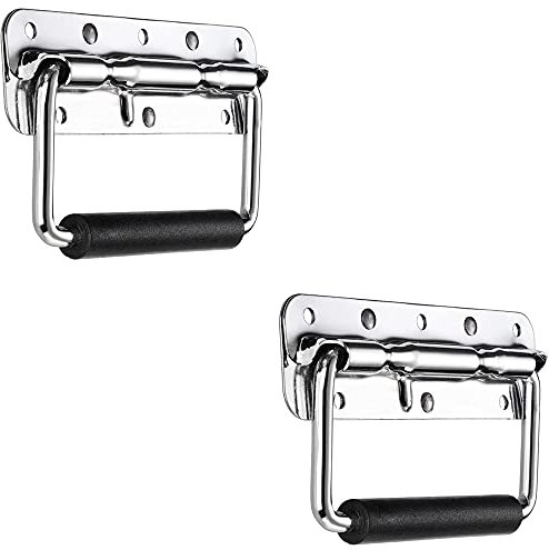 Asa de Cofre, 2 Piezas Manijas de Acero Inoxidable para Tirar, Mango Plegable de Resorte de Caja, Tirador para Caja de Madera Maleta Muebles Caja de Herramientas (140mm * 40mm)