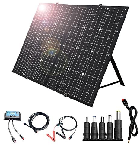 120W Panneau Solaire Pliable avec contrôleur 10A-Panneau Solaire Portable 120W, adapté à la centrale électrique portable et à la batterie de camping-car pour portable, chargeur 12v 24v sortie USB