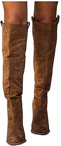 Onsoyours Donna Stivali Classico Plateau Tacco Alto Stivali al Ginocchio B Marrone 38 EU
