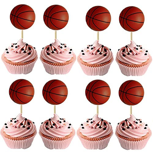 Miss-shop Zahnstocher Flaggen,Käse Marker 24 Stück Basketball Cupcake Toppers Cupcake Dekoration für Kinder Geburtstag Hochzeiten Baby Duschen Hochzeit Party Supplies Dekor Gefälligkeiten