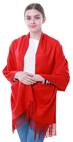vimate Rote Pashminas Stola und Tücher für Frauen, Pashmina Kaschmir Wolle Schals und Tücher für Frauen/Damen (DE-Red)