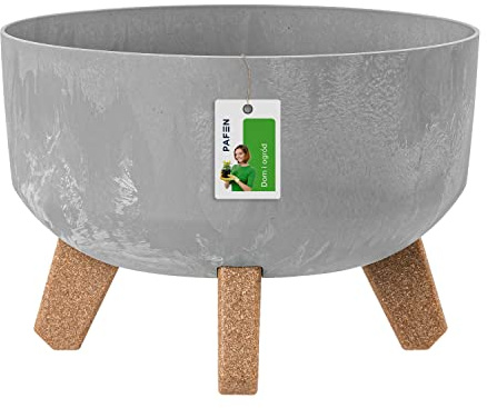 Prosperplast Blumentopf mit Füßen Pflanzkübel - 16 x Ø 23,5 cm - Blumenkübel Beton Effect Gracia, Grau, DGRL240LE