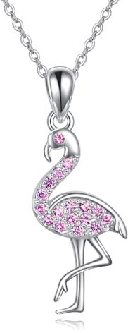 YFN Flamingo Geschenke Sterling Silber Flamingos Anhänger Halskette Schmuck Geschenk für Frauen Teenager Mädchen