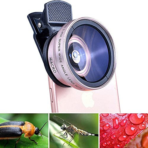 Lente 2 en 1 para Teléfono Móvil,Lente Gran Angular y Macro 0.45X,Kit de Lente de Cámara para Teléfono Móvil Lentes para Móviles Cámara,para Samsung iPhone Android y la Mayoría de Smartephone