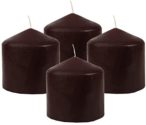 Bestgoodies Stumpenkerzen Wachskerzen Ø8cm x 8cm (4er Pack) Braun - Lange Brenndauer, Hergestellt in EU, Kerzen Blockkerzen - Wachs Stumpen