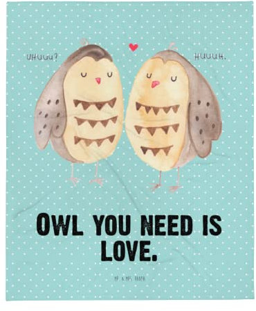 Mr. & Mrs. Panda Fleecedecke Eulen Liebe - Geschenk, Paar, glücklich, Wolldecke, Tagesdecke, Sofadecke, Owl, Wortspiel lustig, Wohndecke,