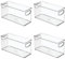 iDesign 4-Piece Recycled Plastic Small Stackable Kitchen Organizer Bin with Integrated Handles for Kitchen, Fridge, Freezer, Pantry & Cabinet, The Linus Collection - 10'' x 4'' x 5'', Clear (95586N)