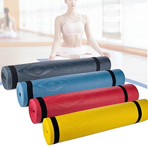Tappetino Yoga Antiscivolo Alta Densità Materassino Tappeto Allenamento Fitness Aerobica Palestra Ginnastica con tracolla, Colori Assortiti (175 x 60 cm)