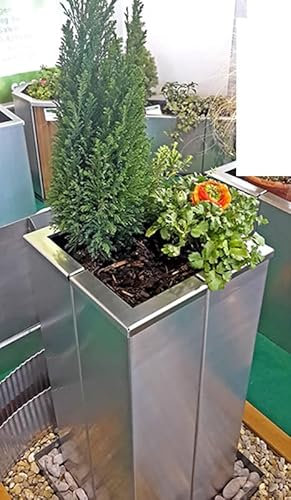 Yerd Edelstahl-Pflanzkübel Portal 1 (32x32cm Höhe 70cm), Pflanzkübel Metall Außen-Bereich/Outdoor frostsicher, by Made in Germany