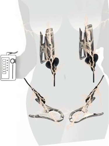 Elettrostimolazione Morsetti per Capezzoli Set Stimolatore di Tortura | SM Sex Toys per Donne Uomini Coppie