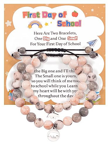 SUNSH 2 Bär Armband Mutter Tochter Sohn Armbänder Zurück Zu Schule Armband Ersten Tag Der Schule Geschenk Für Mädchen Jungen Geburtstag Geschenk (Rosa)