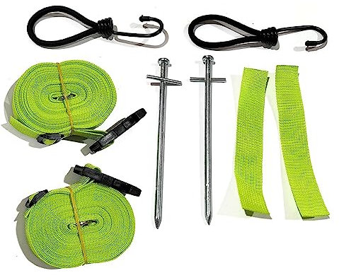 VHEUHZ Kit d'arrimage pour auvent Caravane Camping-Car Sangles Vert tempête Compatible avec Kampa