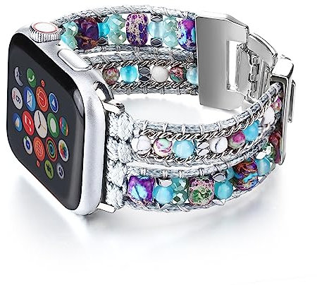 CHARMINGO Correa bohemia compatible con Apple Watch Band con cuentas para mujeres y hombres de 38 mm, 40 mm, 41 mm, 42 mm, 44 mm, 45 mm, 49 mm, para iWatch Band Series 9 8 7 6 5 4 3 2 1 SE Ultra 2