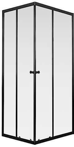 Mondo Viro Cabine de douche d'angle avec portes coulissantes Cristal en aluminium noir mat h 185 cm (80 x 80 cm 185 h)
