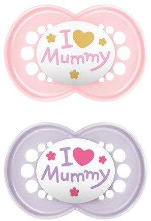 MAM Original Schnuller im 2er-Set, zahnfreundlicher Baby Schnuller aus nachhaltigen & bio-erneuerbaren Materialien, Sauger aus MAM SkinSoft Silikon, mit Schnullerbox, 6-16 Monate, rosa/lila
