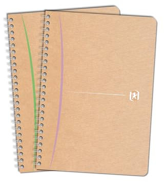 Oxford Lot de 2 Cahiers Touareg A5 Petits Carreaux 5mm 100 Pages Reliure Intégrale Couverture Carte Coloris Assortis Papier Recyclé