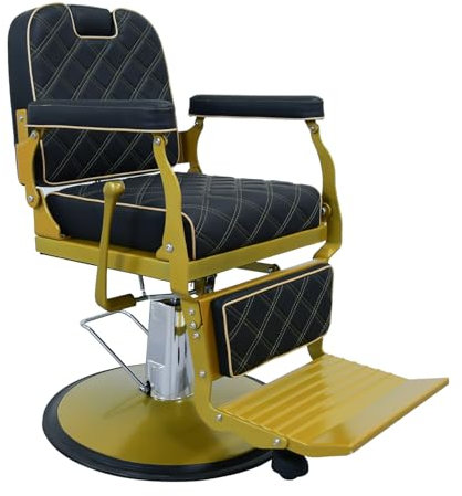 Lilfurni Künstler-Hand-Barberstuhl, robust, hydraulisch, mit Kopfstütze, für Friseure, Tattoo-Shampoo, Schönheitssalon-Ausrüstung (Gold)
