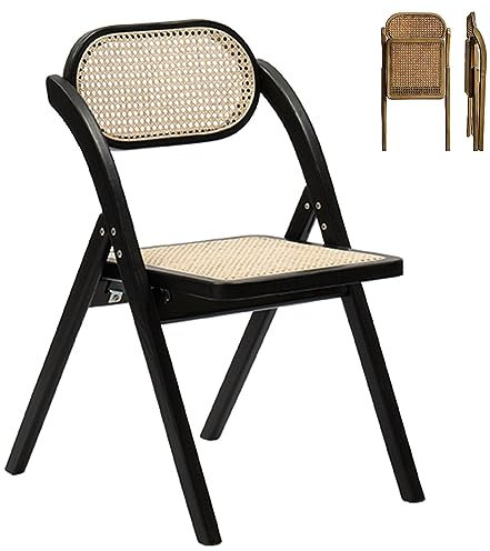 Klappstühle Indoor Holz Esszimmerstuhl - Atmungsaktiver Balkonstuhl, handgefertigtes Rattan-Geflecht, platzsparender Leichter Stuhl, Bequeme Stühle für Schlafzimmer