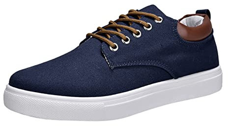 Generic Zapatos de hombre 48 mocasines hombres baja top lona zapatos de senderismo cordones moda zapatillas de deporte zapatos casuales zapatos voleibol hombres, azul, 43 EU, rnr1hYzff