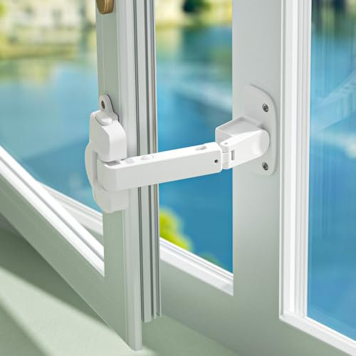 SAFELON 2 Piezas Actualizado Limitador de ventana de seguridad para niños, Ventana Gap Tamaño Bebé Seguridad Ventana Restrictiva, Cerradura de Seguridad de Ventana (Blanco)