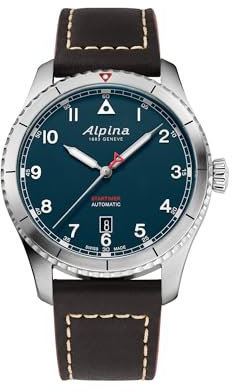 Alpina Herren Analog Swiss Automatic Uhr mit Leder Armband AL-525NW4S26
