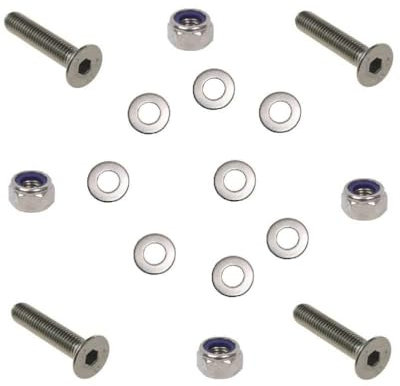 Countersunk Bolt & Nut (4 Pack) M4 X 20mm (Including Head) A2 Stainless Steel Socket Allen Key Head Csk Bolts (Fully Threaded), Nyloc Nuts & Flat Washers (M4 x 20mm)