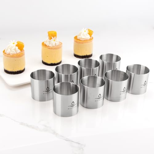 Hilsita 8 / Stück Set Mousse Torten Ringe, 2 Zoll Edelstahl Kuchen Formen backen, Tortenring, Dessertringe, Runde Lebensmittel Gebäck Formen, Kochen Backen Zubehör