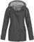 Coupe Vent Femme Impermeable Veste Coupe Vent Imperméable Femme Veste Femme Reversible Veste Capuche Femme Impermeable Femme Sport Long Femme Hiver Parka Coupe Vent Femme Gris L