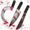 Prop di coltello di Halloween, 3 pezzi finti giocattolo di machete di Halloween, pelo di Halloween di coltello in plastica, proposta di coltello da coltello da coltello, giocattolo falso sanguinante