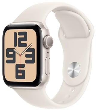 Apple Watch SE (2. Generation) GPS 40 mm Smartwatch mit Aluminiumgehäuse in Polarstern und Sportarmband in Polarstern (S/M). Fitness und Schlaftracker, Unfallerkennung, Herzfrequenzmesser