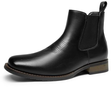 Bruno Marc Herren Chelsea Boots Square Toe Stiefel,Size 44.5,Schwarz-Pu