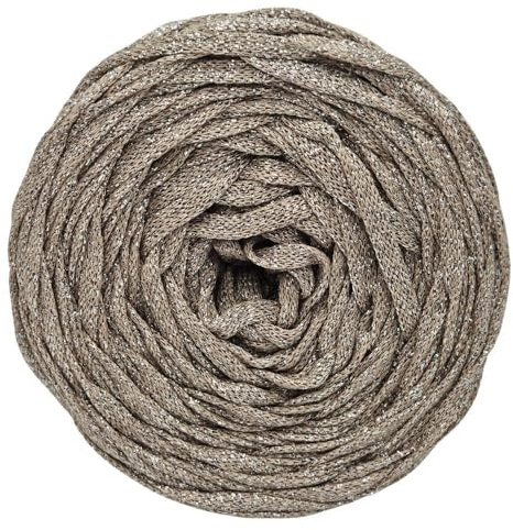 Fettuccia per borse uncinetto 6 mm, gomitolo di fettuccia da 200gr, 120 metri, fettuccia dorata e argentata per arredo, cestini, lavoro a maglia e uncinetto (Oro Sabbia)