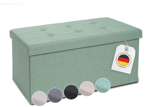 Blumtal Sitzbank mit Stauraum + extra Box - Truhenbank mit Stauraum 76x38x38 cm - Sitztruhe mit Stauraum - Bequemer Hocker mit Stauraum - Aufbewahrungsboxen - Storage Bench - Sitzbox in Türkis hell
