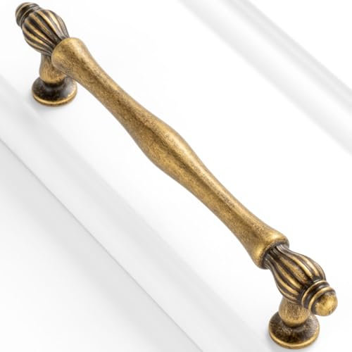 BEROSSA 10 Stück 12,7 cm Antik-Messing-Schrankgriffe Vintage Messing Hardware für Küchenschränke 2510 Schublade Kommode Schrank Schlafzimmer Badezimmer