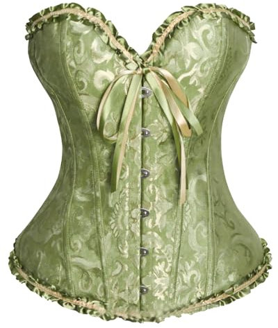 Cokbyavla Kostüm Karneval Schwarze Korsett Damen Korsett Grün Corset Weiß Halloween Top Damen Corsage Lack Gothic Korsett Damen