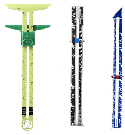 DHWEKU Calibro Scorrevole Strumento di Misura, 3 Pezzi Strumento di Misurazione del Cucito Calibro Scorrevole,per Lavoro a Maglia, Misura Righello per Cucire 5 in 1 Strumento Righello Righello