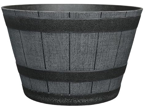 Fixtures Business & Homewares Half Barrel Cask Grey 51cm x 32cm Large Resin All Weather Planter