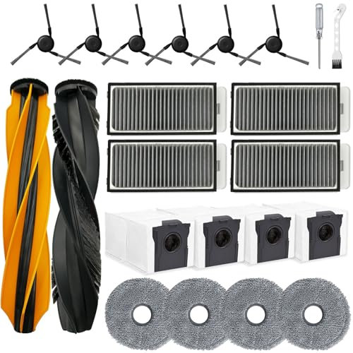 Lot de 22 accessoires pour robot aspirateur Dreame X50 Ultra Complete/L50 Pro Ultra/X50 Master Brosse principale, filtre, lingettes, brosses latérales, sac à poussière, brosse de nettoyage