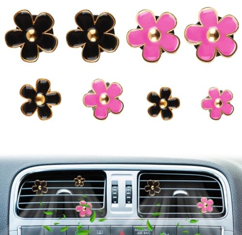 ACTOYS Auto Zubehör Innenraum, Auto Deko, Auto Duft Clips, 8 Auto Lufterfrischer Clips, Auto Deko Innenraum, Autozubehör Innenraum Frauen, Auto Gadgets, Gänseblümchen Autoclips (Rosa)