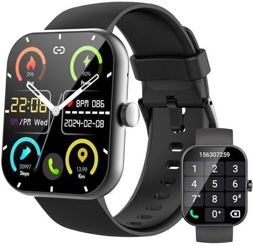 Smartwatch Uomo Donna, 1.96 Orologio Smartwatch con Effettua/Risposta Chiamate, 100+ Sportive Fitness Tracker con Cardiofrequenzimetro Sonno Contapassi, Impermeabil IP68 Smart Watch per Android iOS