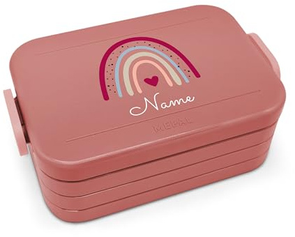printplanet® Personalisierbare Brotdose „Layout Regenbogen“ – Lunchbox/Bento Box von Mepal – mit eigenem Namen oder Wunschtext – Farbe Vivid Mauve – BPA-frei – Geschenkidee