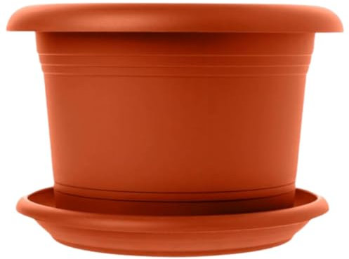 1 lot de pots de fleurs élégants de grande taille en terre cuite : pot de 30 cm de qualité supérieure avec soucoupe – Grand pot de fleurs allemand pour toutes les conditions météorologiques