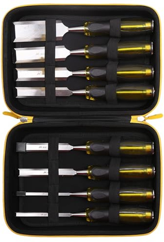 Tourmate Hard Storage Case for HURRICANE/MECHEER/WFOEJEJ/WORKPRO/Milwaukee Wood Chisel Set - Travel Box Suitable for 4/8 Piece&Complete Sets of Chisels(Box for Sale) (Black & Yellow, M (8 PCS))
