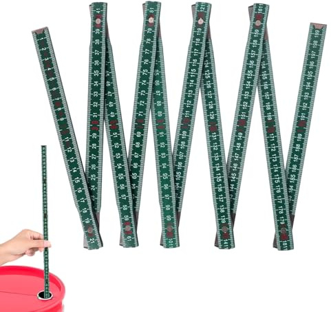 2 Meters 10-Fold Measuring Stick, Portable Foldable Ruler Durable Folding Wooden Ruler Oil Tank Level Gauge,Oil Tank Metre Rulers Featuring Two Scales of Centimeters and Inches