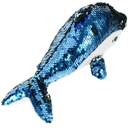 balacoo Plüsch Delfin Kuscheltier mit Pailletten Weiches Anschmiegsames Meeres Tier Kreative Simulation Niedliches Geburtstagsgeschenk für Blau